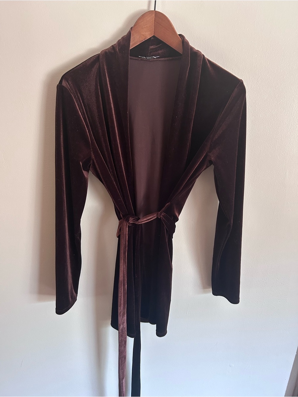 Fashion Nova | brown crushed velvet belted cardigan